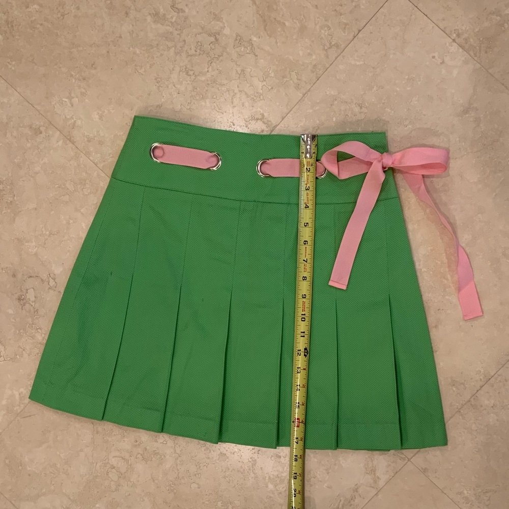 Pleated pink & green skirt